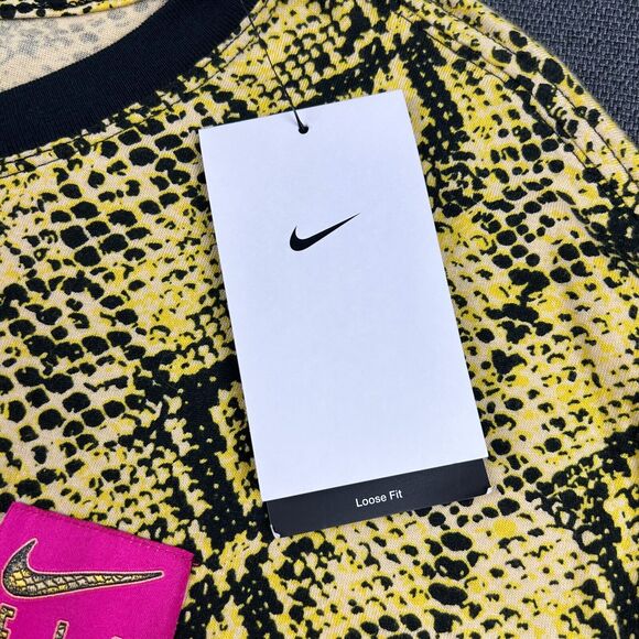 Nike Fly T-Shirt Womens Medium Loose Fit Vivid Sulfur Snakeskin Short Sleeve NWT - Picture 5 of 11